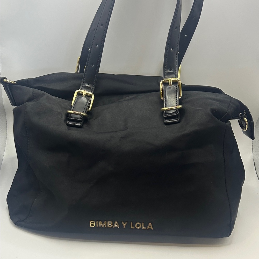 Bimba Y Lola Black Tote with Gold Hardware